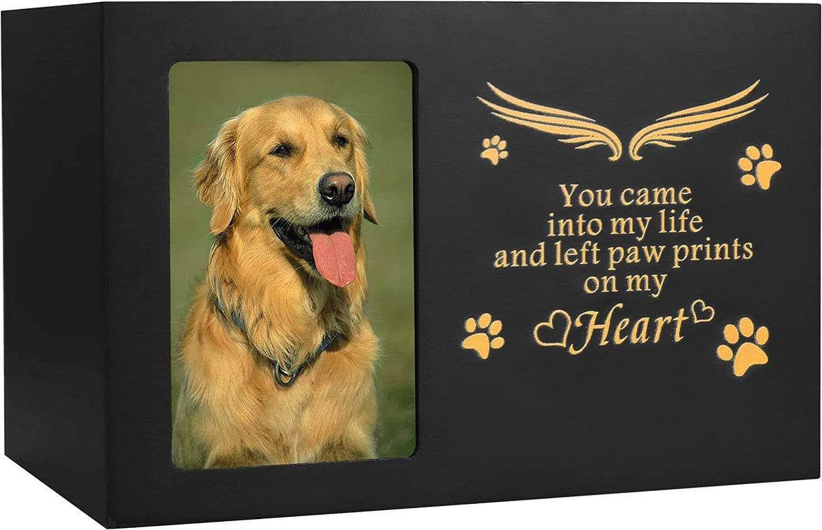 Sduby Pet Urns for Dogs or Cat Ashes, Dog Keepsake Box Cremation Urn, Pet Memorial Box, Pet Cremation Urn with Photo Frame,Large Wooden Urn for Dog Ashes, Pet Loss Memorial Gifts (170 Cubic Inches)