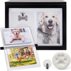 Sduby Pet Urns for Dogs Ashes - Wooden Memorial Dog Urns for Ashes Personalized, Premium Cat Urns for Ashes, Clay Imprint Kit, Pet Paw Print Kit, Keepsake Memory Frame, Photo Book