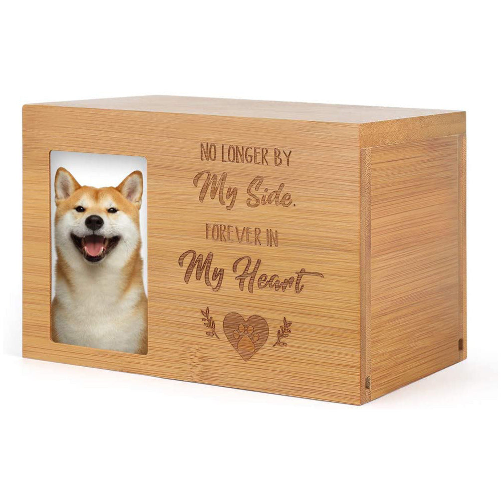 Handmade Pet Memorial Box with Photo Frame - Wooden Pet Urn with Compartment for Ashes and Keepsakes